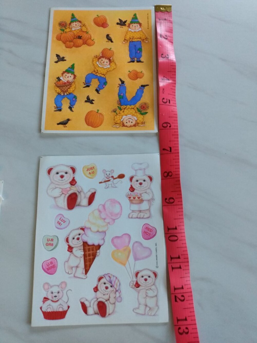 Vintage 90s Halloween Stickers Hallmark Valentine's Day, Pumpkins and Scarecrows - Picture 14 of 16